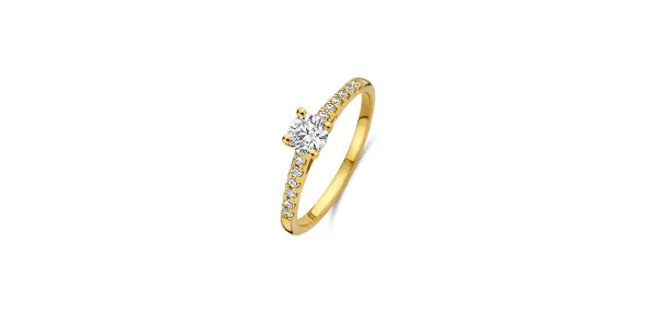 Blush Ring LG1006Y/54 14k Geelgoud 0.40crt en 0.18crt G SI Briljant Lab Grown Diamant Maat 54