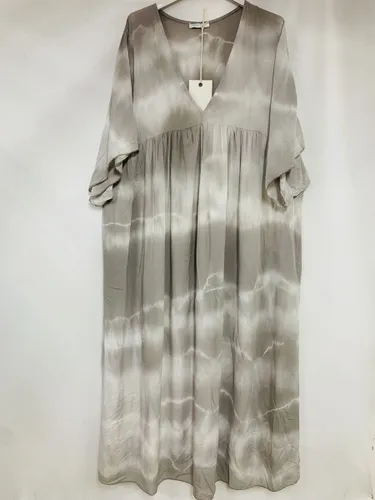 Boho maxi jurk van luchtige viscose - v-hals - kleur TAUPE