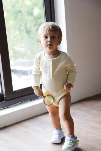 BonBini's pure corduroy rompertje baby + broekje - Warm White - 95% katoen - jongen meisje babyromper - 6-9 maanden