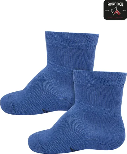 Bonnie Doon Basic Sokken Baby Blauw 8/12 maand - 2 paar - Unisex - Organisch Katoen - Jongens en Meisjes - Stay On Socks - Basis Sok - Zakt niet af