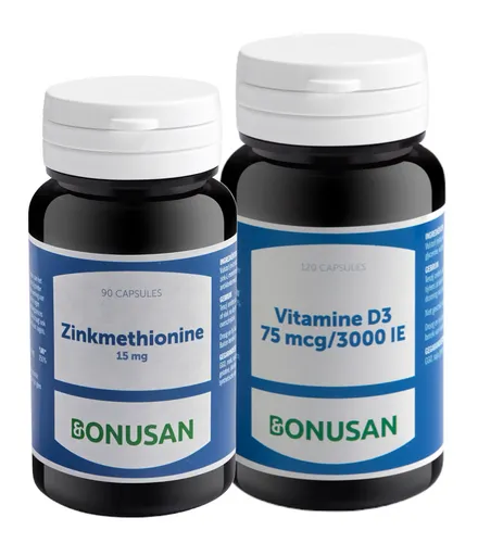 Bonusan Zinkmethionine 15mg + Vitamine D3 75mcg 3000IE - Combiset