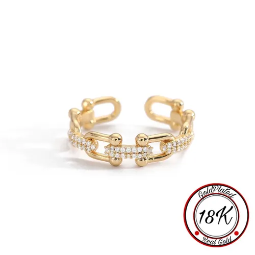 Borasi Belt Zirkonia Ring | 18k Goldplated | Goud | Verstelbare Ring | Vrouwen Ringen | Dames Sieraden | Vrouwen Sieraden | Meest Verkochte Sieraden |...