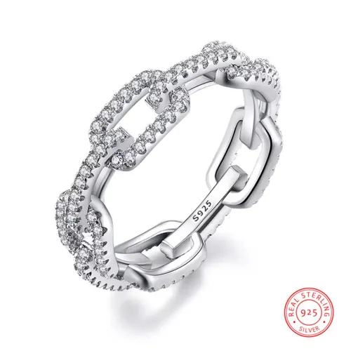Borasi Cuban Link Chain Zirkonia Ring | 16 mm | Sterling 925 Zilver | Vrouwen Ringen | Dames Sieraden | Vrouwen Sieraden | Meest Verkochte Sieraden |...