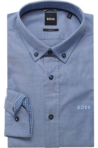 BOSS C-HAL Regular Fit Overhemd middenblauw, Effen