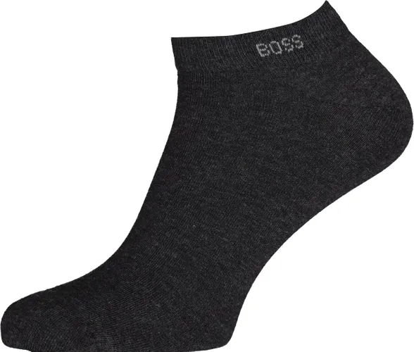 BOSS enkelsokken (2-pack) - heren sneaker sokken katoen - antraciet grijs