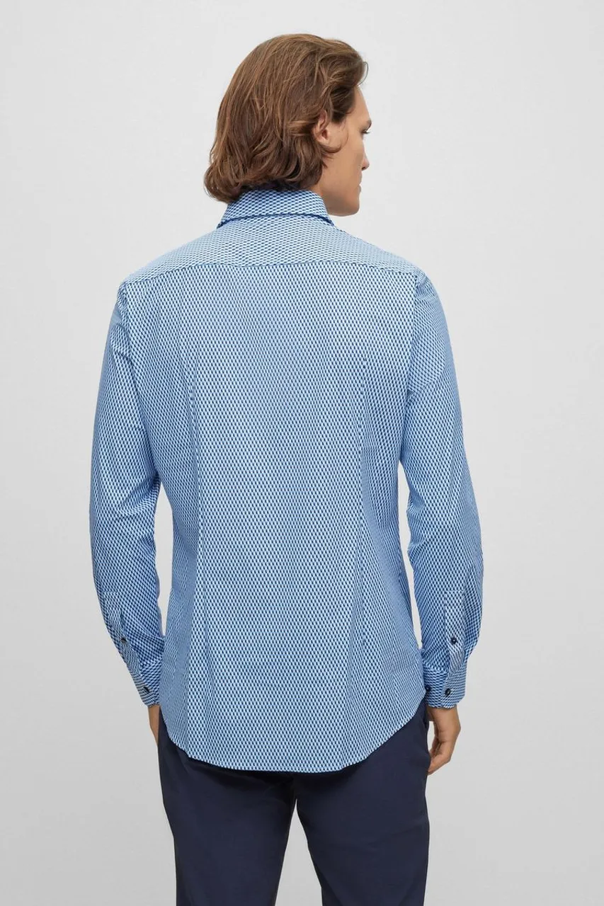 BOSS Hank Overhemd Print Blauw
