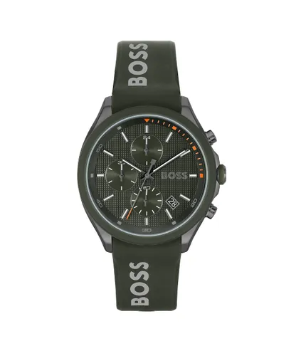 BOSS Heren chronograaf quartz horloge met groene siliconen