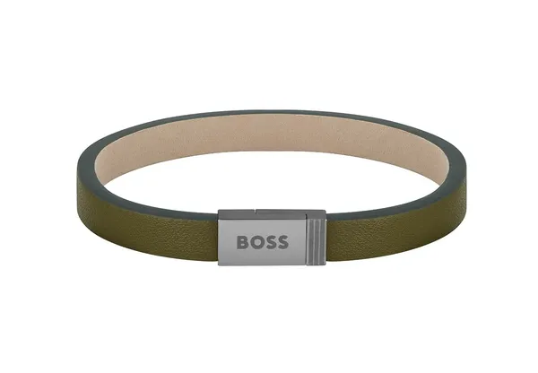 BOSS Jace Collection herenleren armband groen - 1580338S