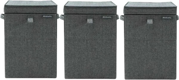 Brabantia 3 Wasboxen - 35 Liter Per Box - Pepper Black