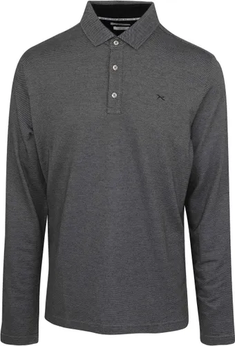 Brax - Longsleeve Polo Melange Zwart - Regular-fit - Heren Poloshirt
