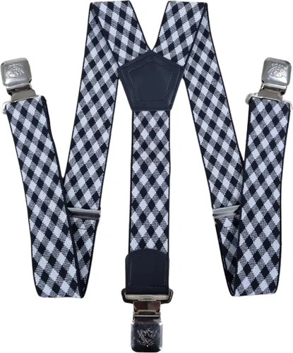 bretels heren - Bretels - bretels heren volwassenen - bretellen voor mannen - bretels heren met brede clip -Zwart-Wit