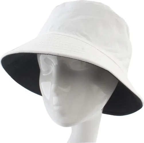 Bucket hat- Effen-Vissershoeden- Katoen-Heren- Dames- Unisex- Tweekanten gebruik- Off white