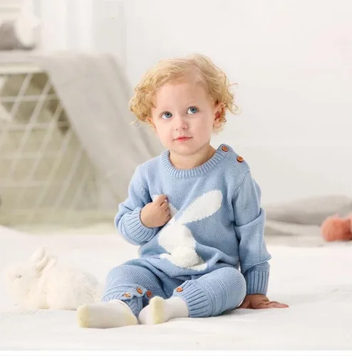 Budino Baby Romper Pyjama Onesie Konijn Dier - Blauw