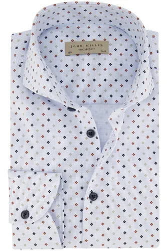 business overhemd John Miller Tailored Fit normale fit wit geprint katoen