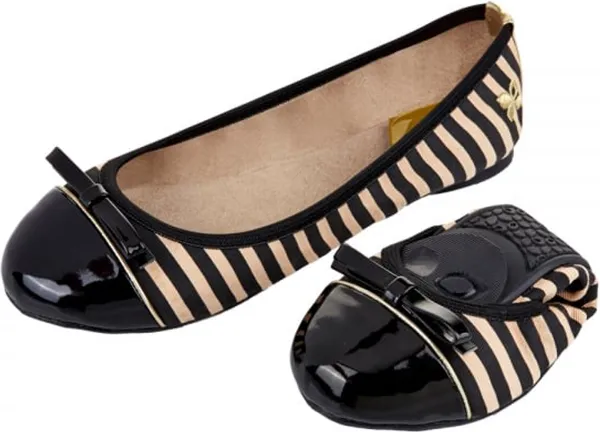 ButterflyTwists – ballerina schoenen dames – Cara Black Tan Stripe –