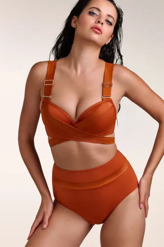 Cache Coeur Push Up bikini top in roest oranje