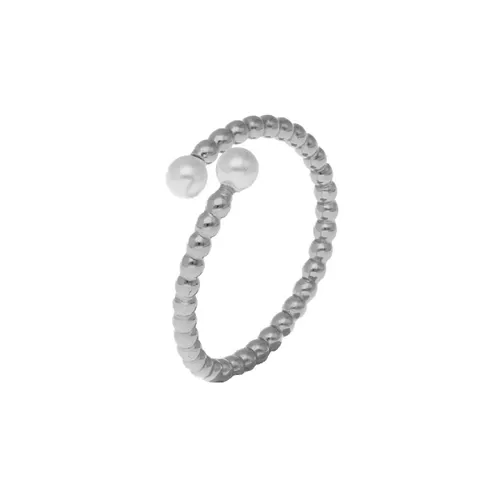 Cadeau voor haar - Victoria Cruz A4167-00HA Zilveren Ring Gedraaid met Pareltjes - 3mm - Maat 56 - Rhodium - Zilver