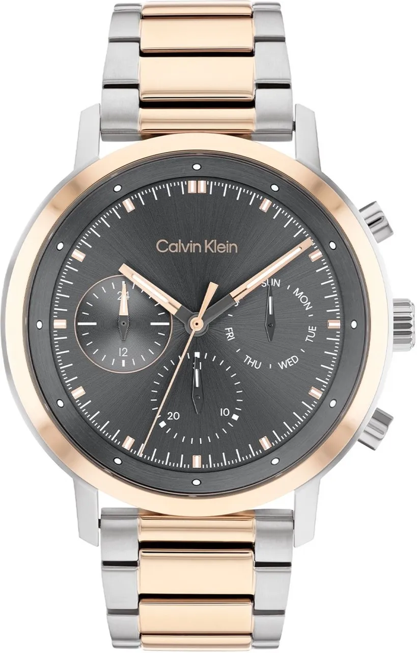 Calvin Klein CK25200064 Heren Horloge - Mineraalglas - Roestvrijstaal - Zilver - 44 mm breed - 4.4 cm lang - Quartz - Vouw/Vlindersluiting