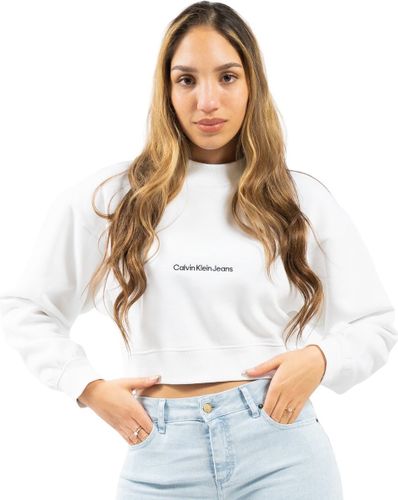 Calvin Klein Cropped Sweatshirt Dames - Wit