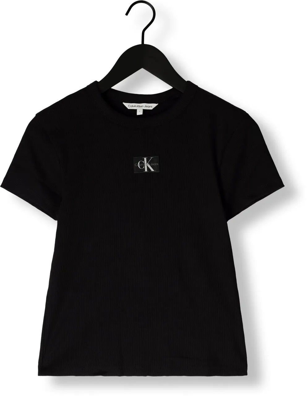 CALVIN KLEIN Dames Tops & T-shirts Woven Label Rib Regular Tee - Zwart