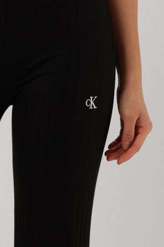 Calvin Klein Flared broek Elongated RIB Pants Zwart Dames