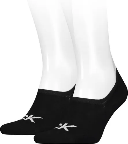 Calvin Klein Footie High Cut Logo (2-pack) - heren onzichtbare sokken - zwart dessin
