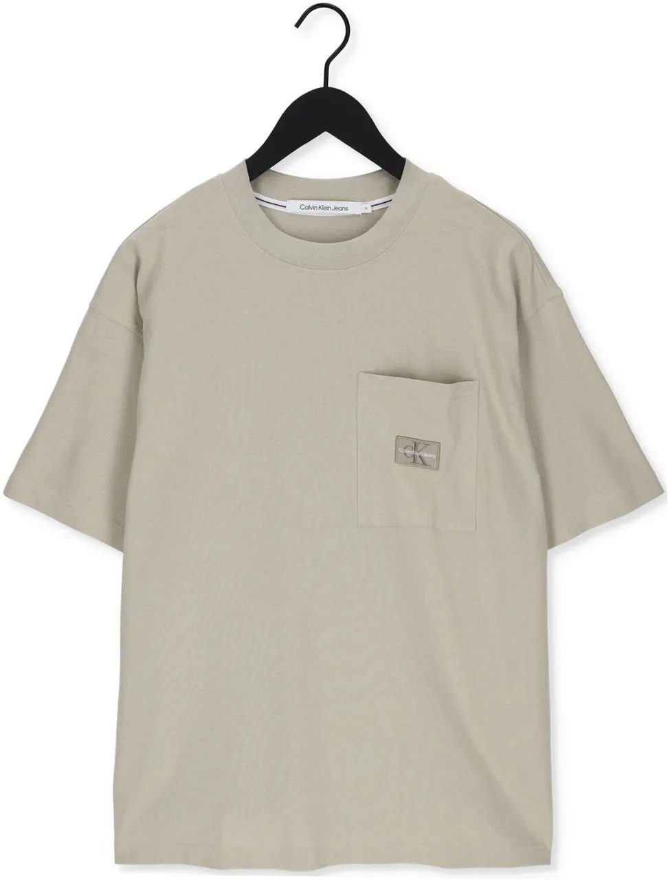 CALVIN KLEIN Heren Polo's & T-shirts Shrunken Badge Pocket Tee - Beige