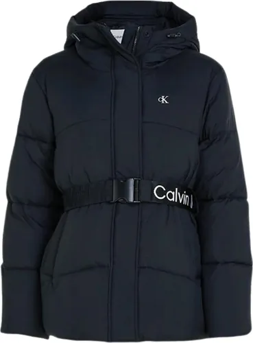 Calvin Klein Logo Belt Short Puffer Nylon Pufferjack - Dames