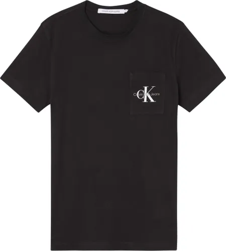 Calvin Klein T-shirt Monogram Pocket Slim Fit Zwart   