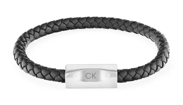 Calvin Klein Zwarte leren armband voor heren BOLD LEATHERS