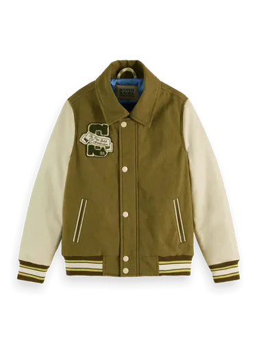 Canvas varsity jacket with leather sleeves - Maat 8 - Multicolor - Jongen - Jas - Scotch & Soda