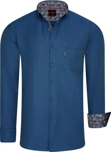 Cappuccino Italia - Heren Overhemden Regular Fit Overhemd Navy - Blauw