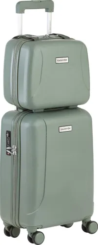 CarryOn Skyhopper Handbagage en Beautycase - 55cm TSA Trolley en Make-up koffer - Olijf