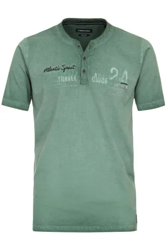 Casa Moda Casual Fit T-Shirt Henley kraag groen, Effen