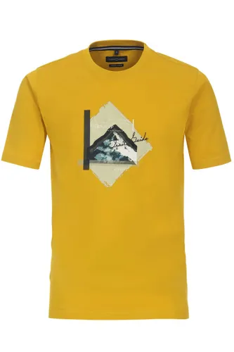 Casa Moda Casual Regular Fit T-Shirt ronde hals geel, Effen