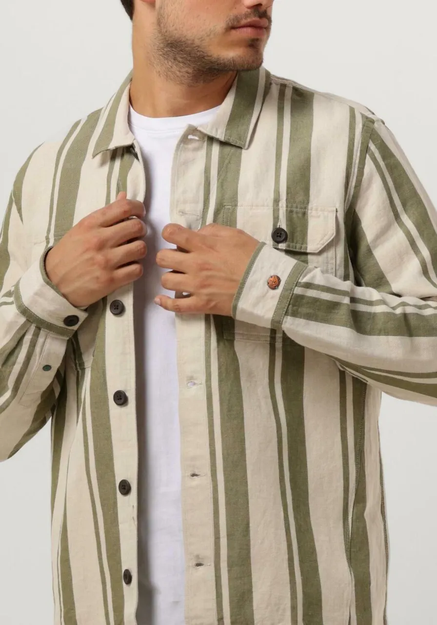 CAST IRON Heren Hemden Long Sleeve Shirt Sanborn Twill Stripe - Beige