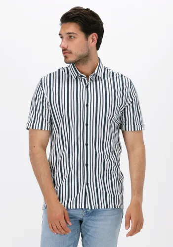 CAST IRON Heren Hemden Short Sleeve Shirt Knitted Stripe With Structure - Gebroken Wit