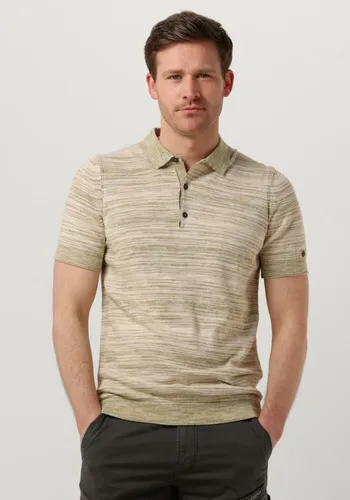 CAST IRON Heren Polo's & T-shirts Short Sleeve Polo Cotton Slub Stripe Knitted Polo - Groen