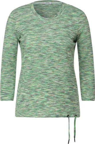 CECIL TOS Multi Melange Stripe Dames T-shirt - groen melange