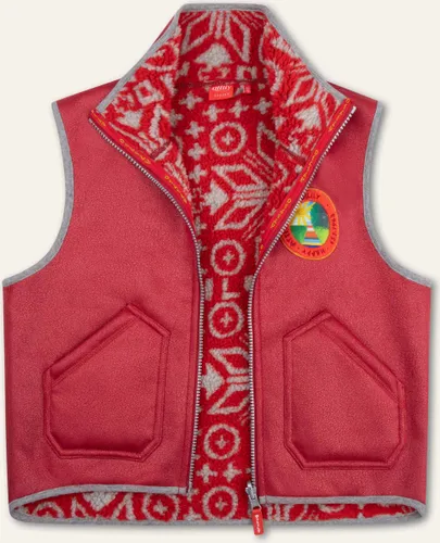 Cees bodywarmer 20 Combi teddy jacquard with fake leather red Red: 116/6yr