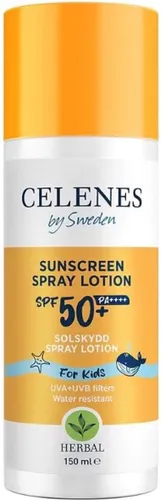 Celenes by Sweden Organic Herbal Kinderen Zonnebrandspray SPF50 - Minerale Bescherming, Waterbestendig, Zonder Parfum of Parabenen, Voor Gevoelige Hui...