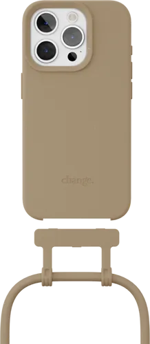 Change Case Apple iPhone 15 Pro Back Cover met Koord Bruin