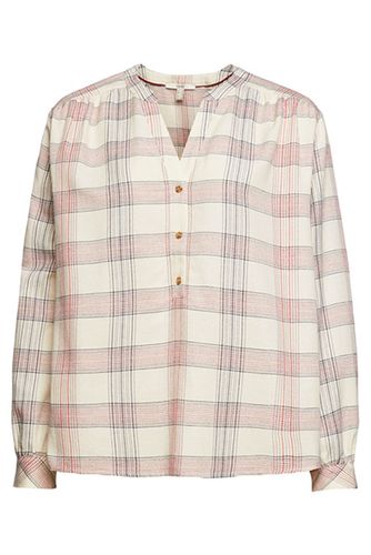 Checked Blouse With Split Neck And Buttons Off White 3