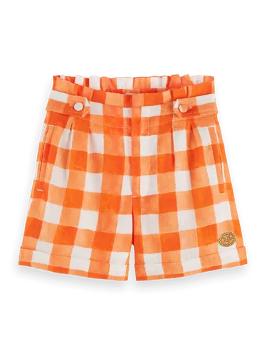 Checked linen blend shorts - Maat 8 - Multicolor - Meisje - Korte broek - Scotch & Soda