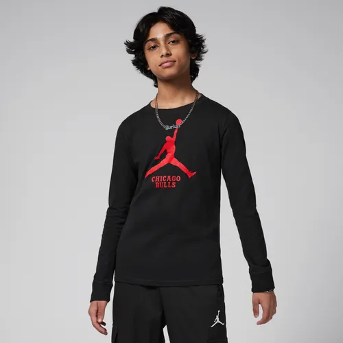 Chicago Bulls Essential Jordan NBA-shirt met lange mouwen voor jongens - Zwart