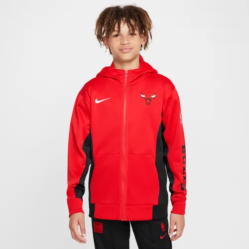 Chicago Bulls Showtime Nike Dri-FIT NBA-hoodie met rits over de hele lengte voor kids - Rood