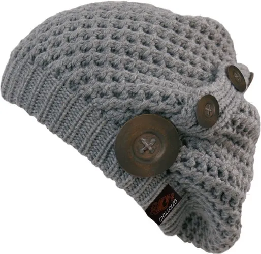 Chillouts beanie muts Nelly met knopen grey in one