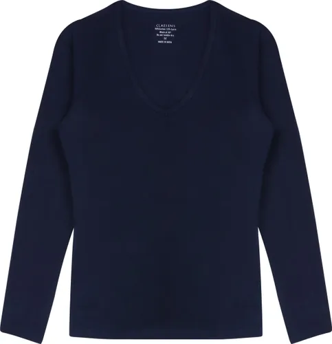 Claesen's dames Basics T-shirt (1-pack) - V-hals T-shirt lange mouw - blauw