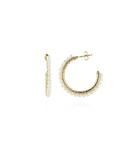 Classic Earring Hoop With Pearls 3cm
