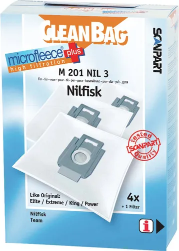CleanBag stofzuigerzakken 4 stuks - Geschikt voor Nilfisk Elite Extreme GM300 GM400 GM500 King Power - Inclusief 1 filter - Alternatief